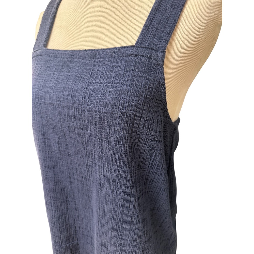 Madewell Navy Blue Textured Apron Tank Top Square Neck Button Back Small - Picture 2 of 6